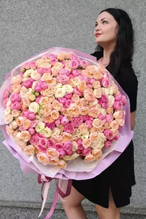 75 кустовых роз микс