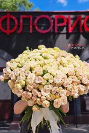 Букет из 101 голландской кустовой пионовидной розы