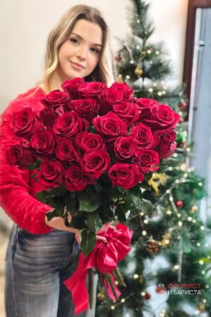 25 голландских роз 80 см
