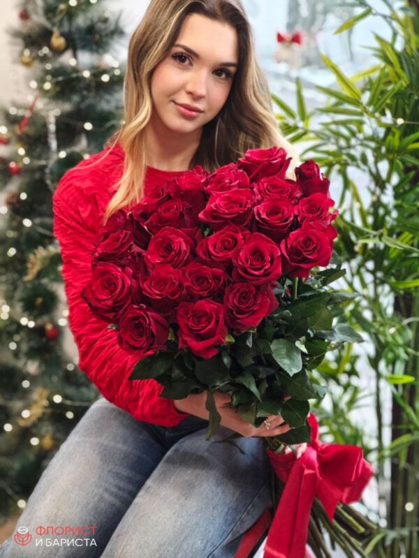 25 голландских роз 80 см
