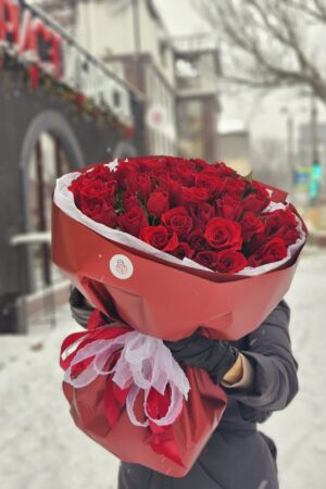 Букет из 49 кенийских алых роз
