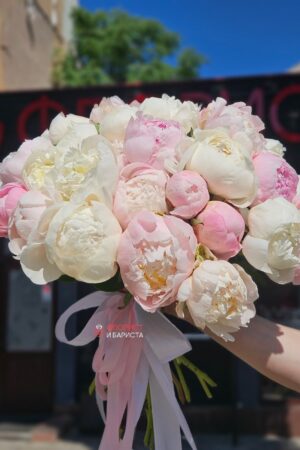 Нежный букет из 37 пионов