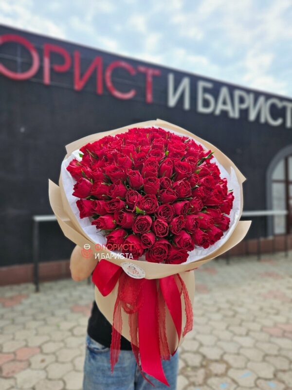 Букет из 101 кенийской розы 40 см