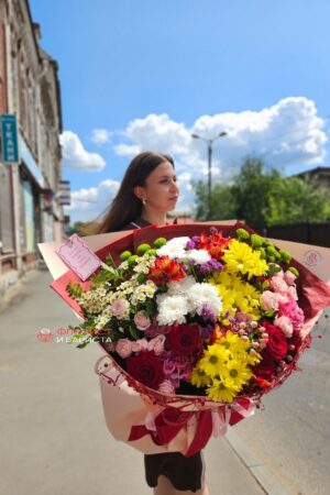 Дофаминовый яркий букет из микс цветов размера ХХЛ