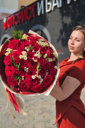 Букет из 15 роз голландских 100 см