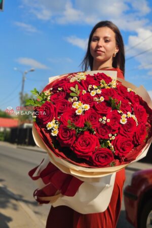 Букет из 15 роз голландских 100 см