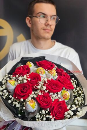 101 алая голландская роза 60 см