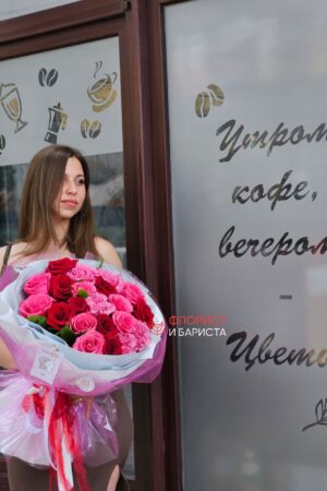 Букет из 21 голладской розы 3 сортов