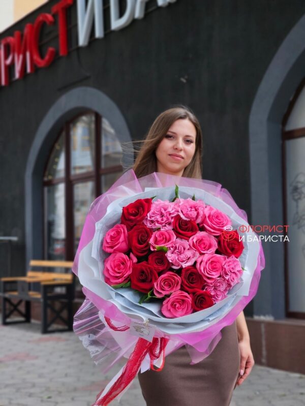 Букет из 21 голладской розы 3 сортов