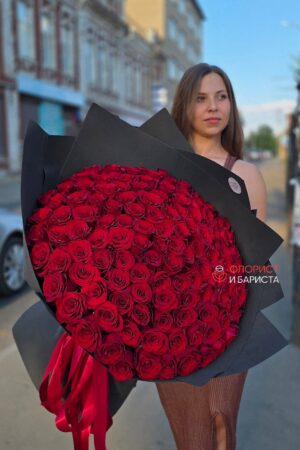 Букет из 121 голландской розы премиум 60 см