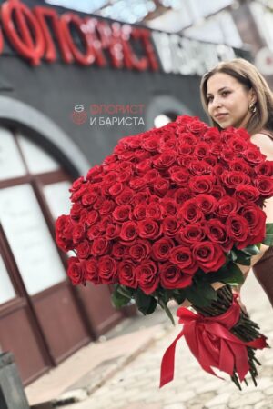 Букет из 101 голландской розы 100 см